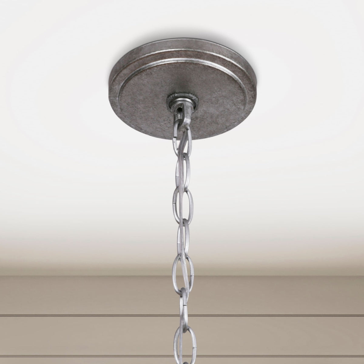 Progress Lighting Forrester 4-Light Antique White and Galvanized Farmhouse Square Medium Hanging Pendant Light