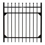 Fortress Building Products Athens 4-ft H x 4-ft W Gloss Black Powder-coated Aluminum Spaced Picket Pressed-point Privacy Walk-thru Fence Gate