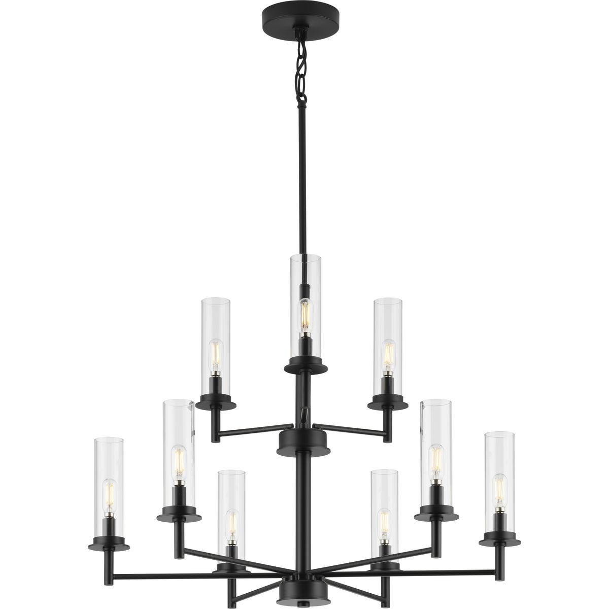 Progress Lighting Kellwyn 9-Light Matte Black Traditional Chandelier