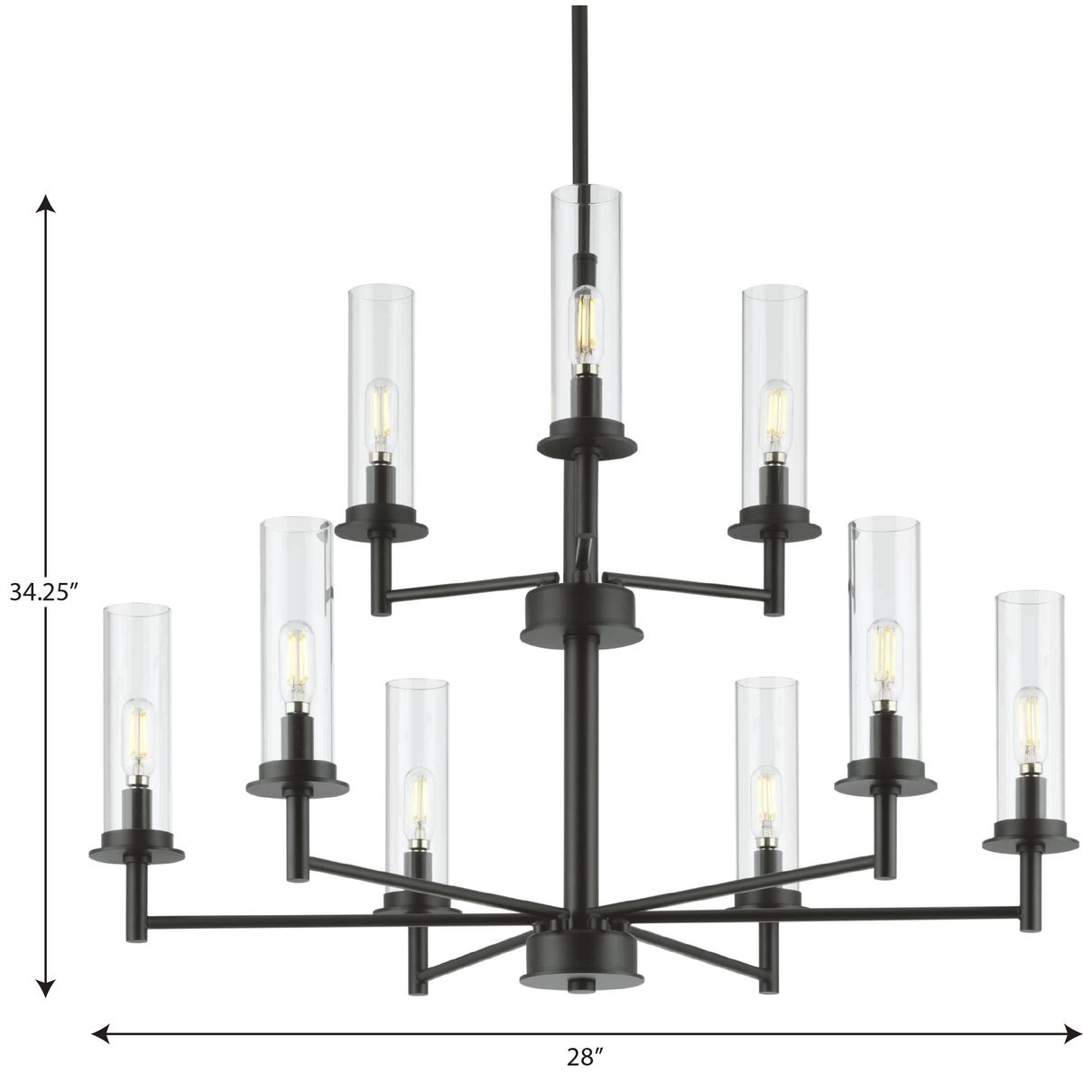 Progress Lighting Kellwyn 9-Light Matte Black Traditional Chandelier