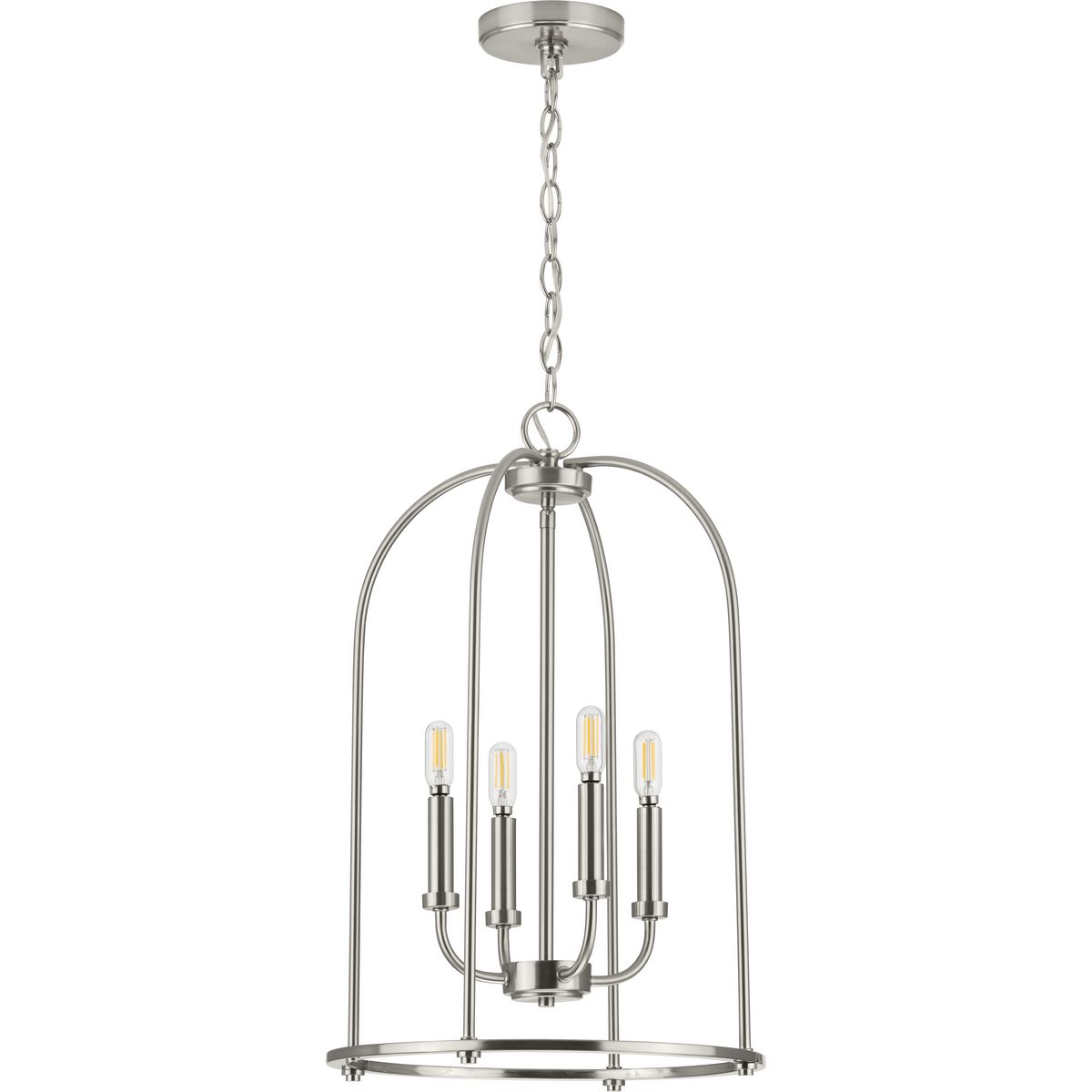 Progress Lighting Leyden 4-Light Brushed Nickel Transitional Lantern Medium Hanging Pendant Light