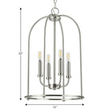 Progress Lighting Leyden 4-Light Brushed Nickel Transitional Lantern Medium Hanging Pendant Light