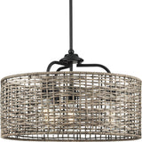 Progress Lighting Lavelle 4-Light Matte Black Rustic Drum Medium Hanging Pendant Light