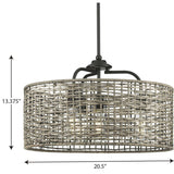 Progress Lighting Lavelle 4-Light Matte Black Rustic Drum Medium Hanging Pendant Light