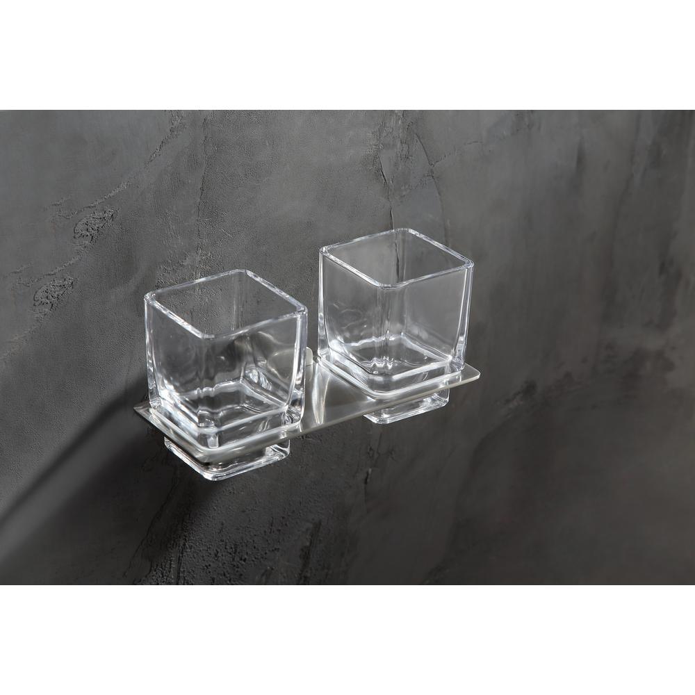 Caster 3 Series Dual Toothbrush Holder in Brushed Nickel - Super Arbor