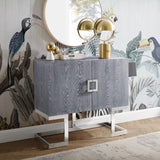 Nicole Miller Olina Grey Oak/Chrome Contemporary/Modern Metal Media Cabinet