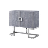 Nicole Miller Olina Grey Oak/Chrome Contemporary/Modern Metal Media Cabinet