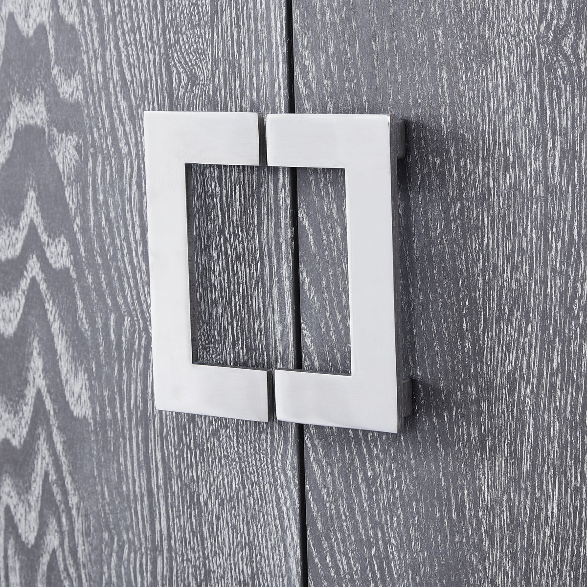 Nicole Miller Olina Grey Oak/Chrome Contemporary/Modern Metal Media Cabinet