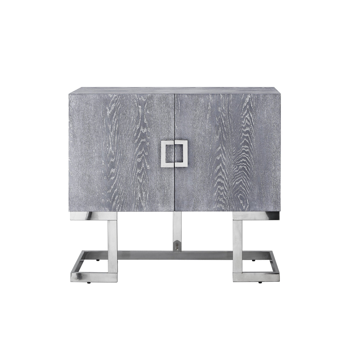 Nicole Miller Olina Grey Oak/Chrome Contemporary/Modern Metal Media Cabinet