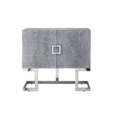 Nicole Miller Olina Grey Oak/Chrome Contemporary/Modern Metal Media Cabinet