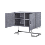 Nicole Miller Olina Grey Oak/Chrome Contemporary/Modern Metal Media Cabinet