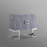 Nicole Miller Olina Grey Oak/Chrome Contemporary/Modern Metal Media Cabinet