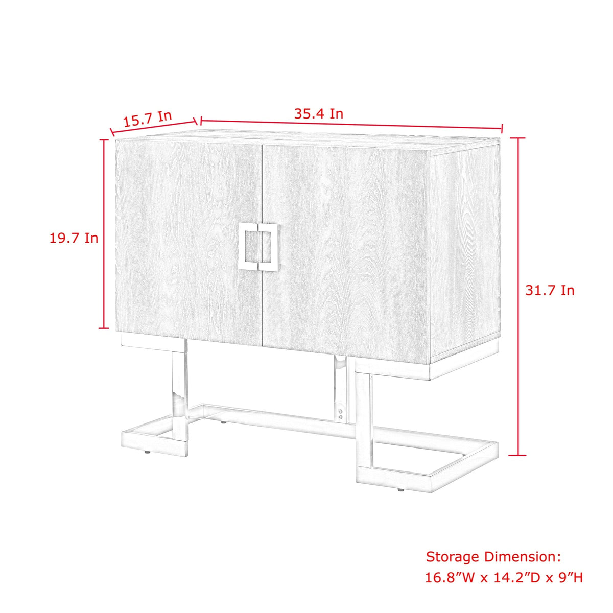 Nicole Miller Olina Grey Oak/Chrome Contemporary/Modern Metal Media Cabinet
