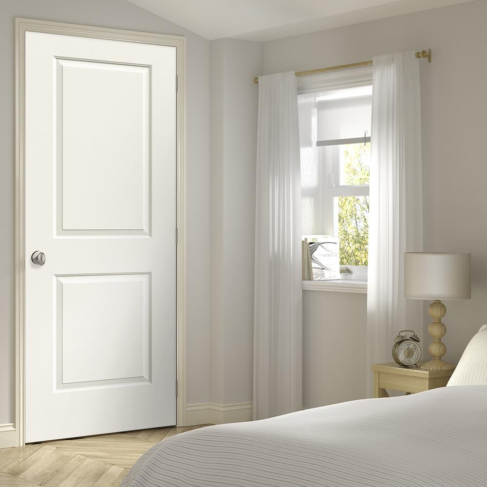 JELD-WEN Cambridge 30-in x 80-in Primed 2-Panel Square Hollow Core Left-Hand Single Prehung Interior Door, Smooth Molded Composite, Split Jamb