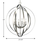 Progress Lighting Equinox 6-Light Brushed Nickel Transitional Globe Large Hanging Pendant Light