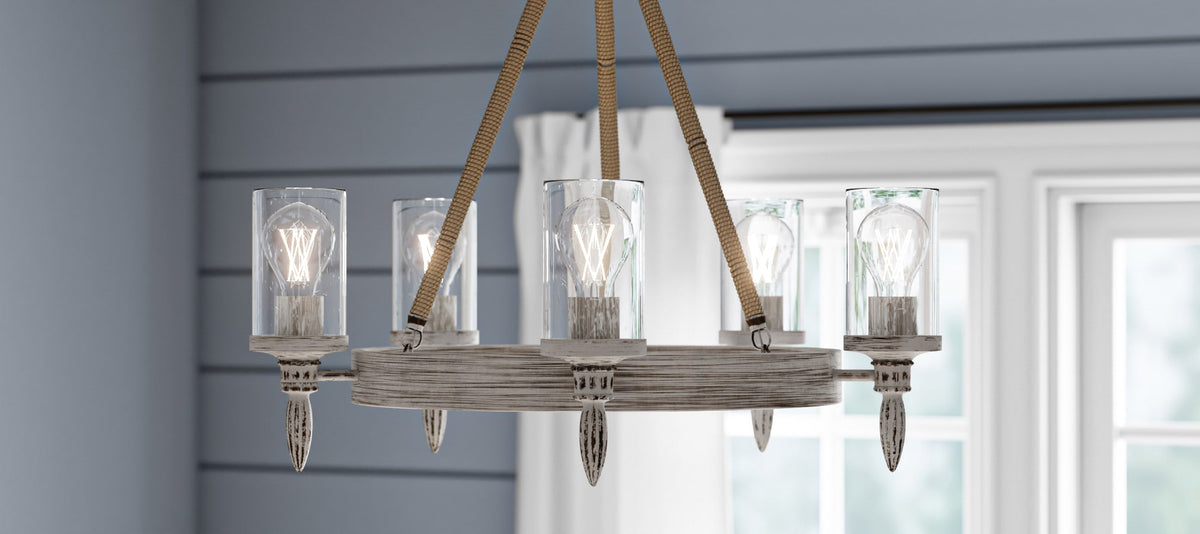 Kichler Minnow 5-Light Distressed White Coastal Chandelier