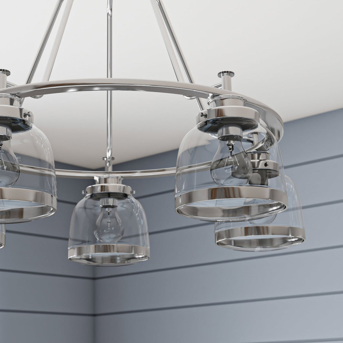 Progress Lighting Judson 5-Light Polished Nickel Farmhouse Chandelier