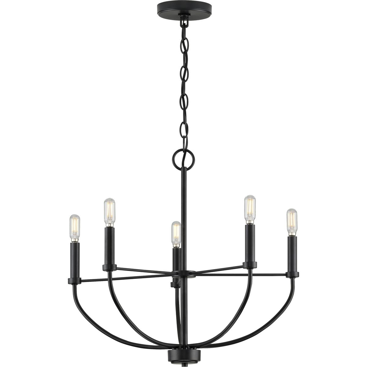 Progress Lighting Leyden 5-Light Matte Black Transitional Chandelier