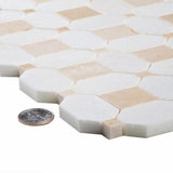 Apollo Tile Beige 12-in x 12-in Polished Natural Stone Marble Octagon Dot Patterned Floor and Wall Tile (5.16-sq. ft/ Carton)