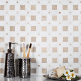 Apollo Tile Beige 12-in x 12-in Polished Natural Stone Marble Octagon Dot Patterned Floor and Wall Tile (5.16-sq. ft/ Carton)