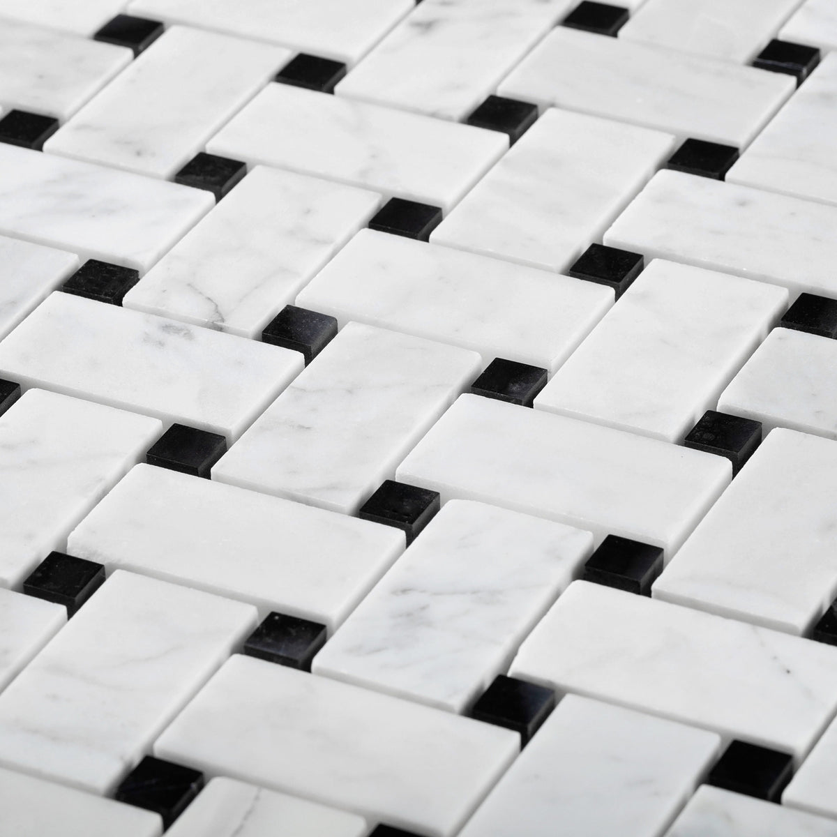 Apollo Tile (Sample) White and Black 4-in x 4-in Polished Marble Floor and Wall Tile