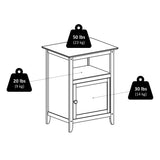 Winsome Wood Transitional Black Wood Nightstand with Storage Cabinet and Tapered Legs