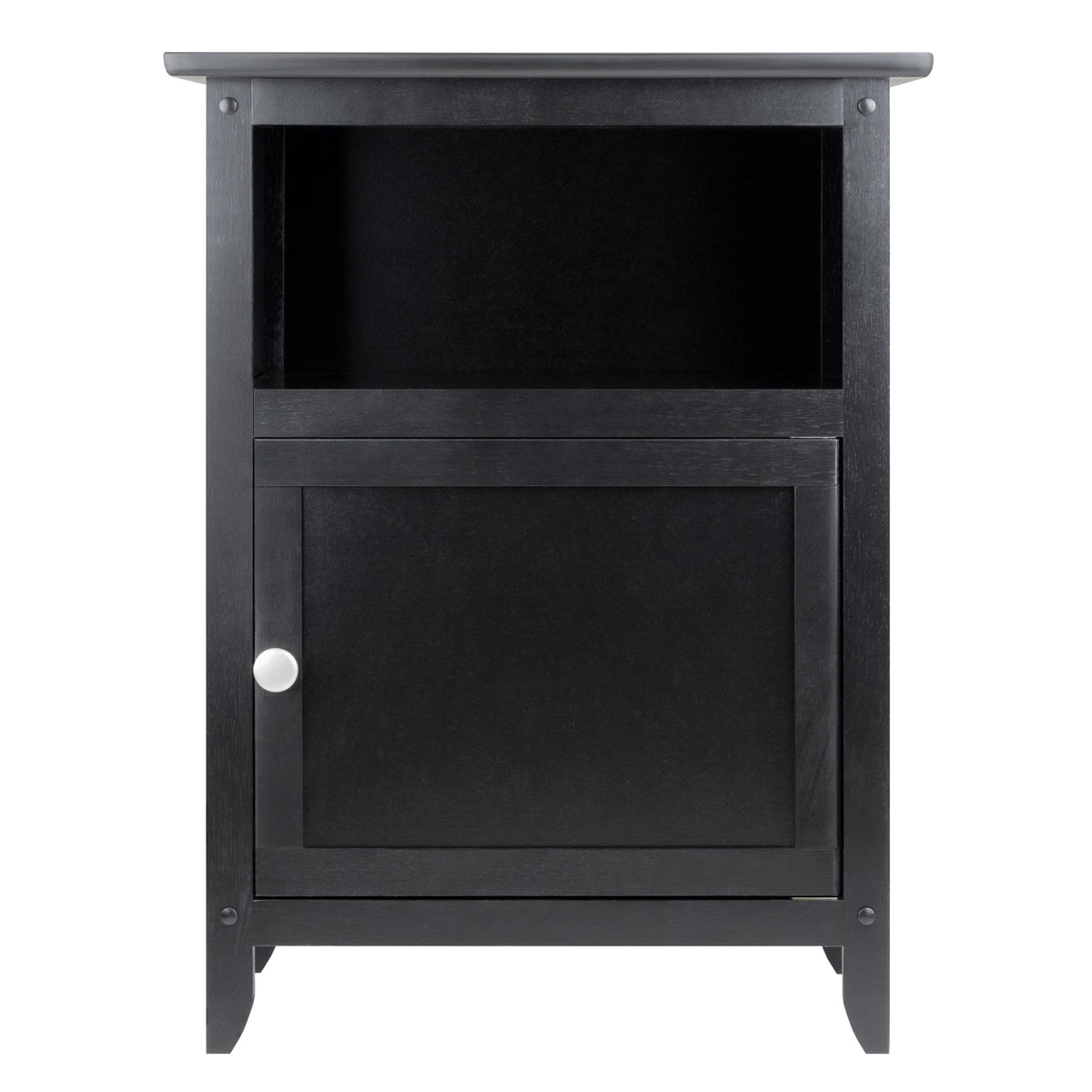 Winsome Wood Transitional Black Wood Nightstand with Storage Cabinet and Tapered Legs