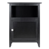 Winsome Wood Transitional Black Wood Nightstand with Storage Cabinet and Tapered Legs