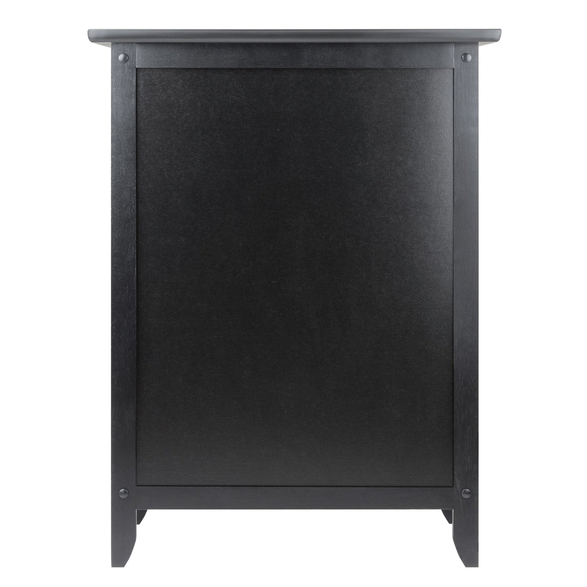 Winsome Wood Transitional Black Wood Nightstand with Storage Cabinet and Tapered Legs
