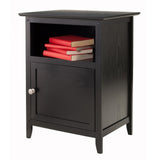 Winsome Wood Transitional Black Wood Nightstand with Storage Cabinet and Tapered Legs