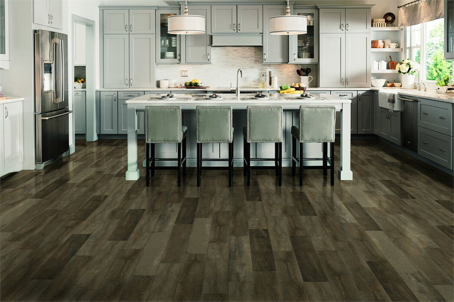 Armstrong Flooring Luxe w/Rigid Core Smokey Taupe 7-in Wide x 8-mm Thick Waterproof Interlocking Luxury Vinyl Plank Flooring (28.52-sq ft)