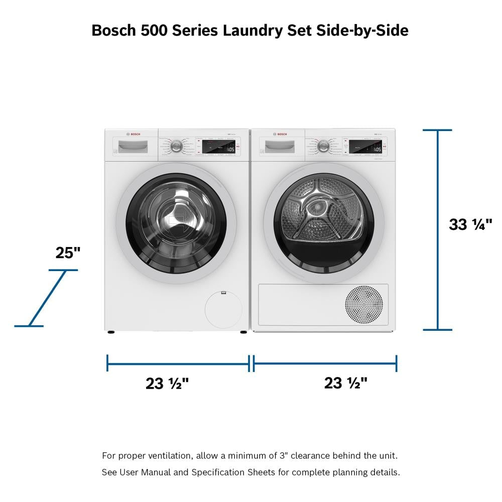 Bosch 500 Series 4-cu ft Stackable Ventless Electric Dryer (White) ENERGY STAR
