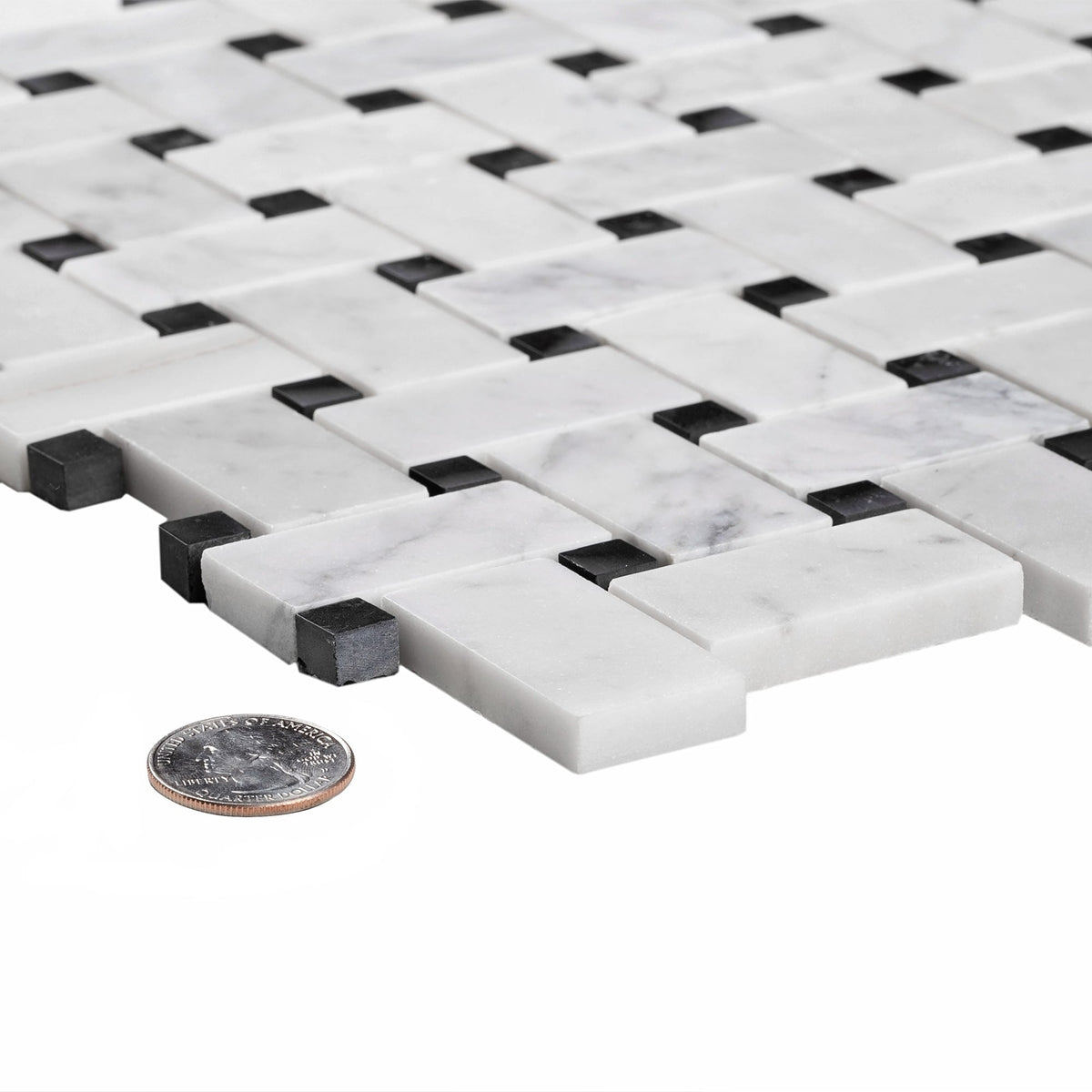 Apollo Tile (Sample) White and Black 4-in x 4-in Polished Marble Floor and Wall Tile