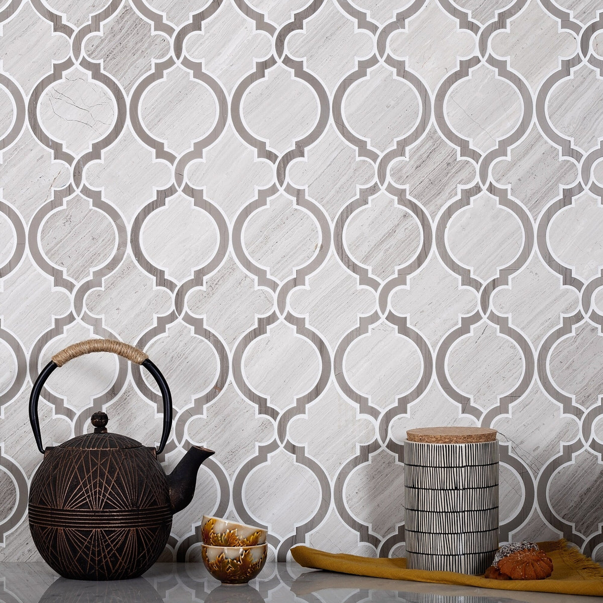 Apollo Tile Grey 12-in x 12-in Polished Natural Stone Marble Honeycomb Wood Look Floor and Wall Tile (5.35-sq. ft/ Carton)