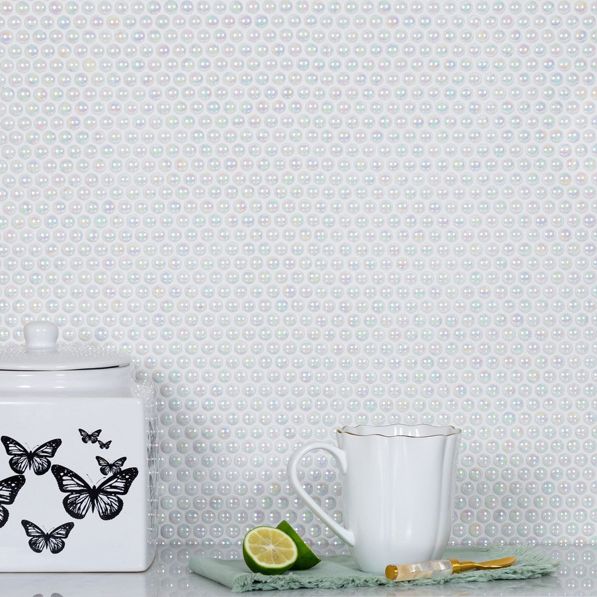 Apollo Tile White 12-in x 13-in Polished Recycled Glass Honeycomb Patterned Wall Tile (11.1-sq. ft/ Carton)