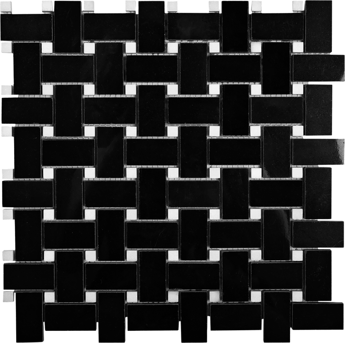 Apollo Tile Black 12-in x 12-in Polished Natural Stone Marble Basketweave Patterned Floor and Wall Tile (5-sq. ft/ Carton)