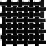 Apollo Tile Black 12-in x 12-in Polished Natural Stone Marble Basketweave Patterned Floor and Wall Tile (5-sq. ft/ Carton)