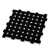 Apollo Tile Black 12-in x 12-in Polished Natural Stone Marble Basketweave Patterned Floor and Wall Tile (5-sq. ft/ Carton)