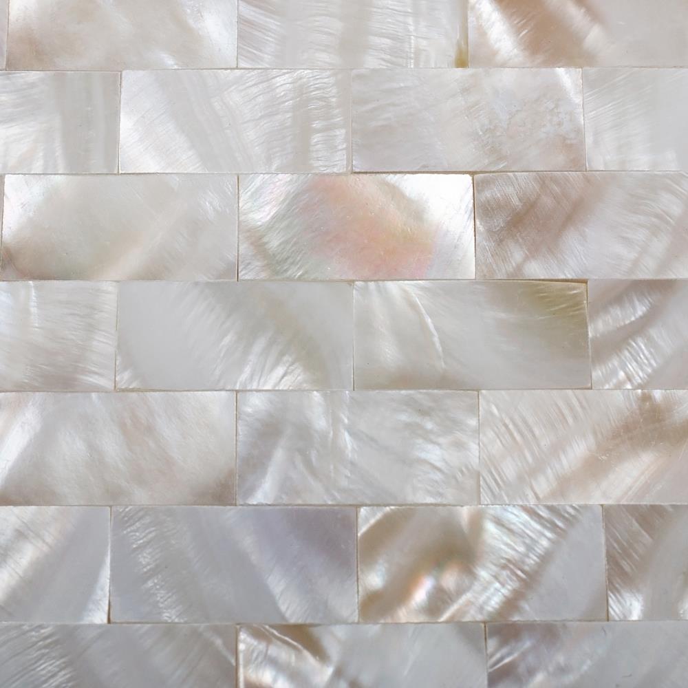 Apollo Tile White 11-in x 12-in Polished Natural Shell Diamond Brick Look Floor and Wall Tile (18.52-sq. ft/ Carton)
