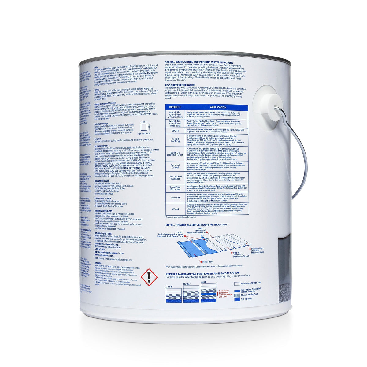 AMES Maximum-Stretch 1-Gallon White Elastomeric Reflective Roof Coating & Sealant – 1-Year Limited Warranty