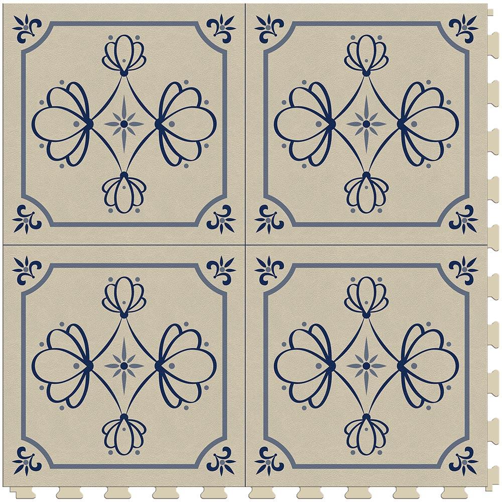 Perfection Floor Tile Geo Collection Azulejo/Satin 20-in x 20-in Water-Resistant Interlocking Luxury Vinyl Flooring, 16.7-sq ft Carton