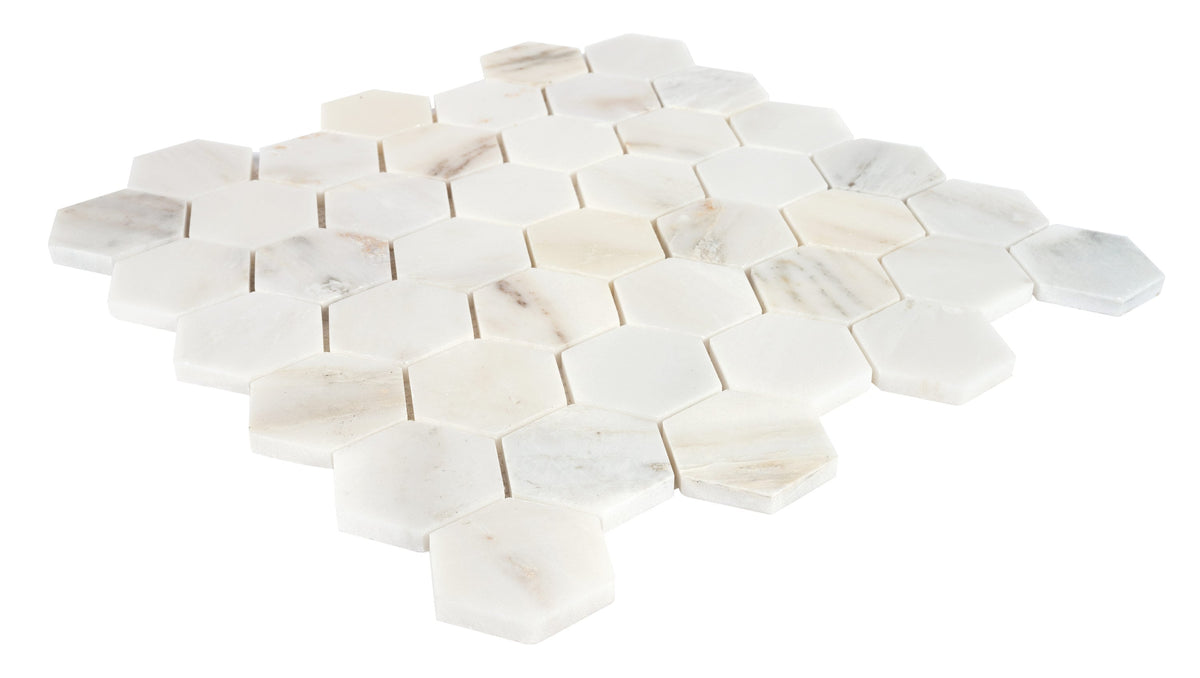 Satori Bianco Perla 12-in x 12-in Polished Natural Stone Look Hexagon Mosaic Floor and Wall Tile (0.96-sq. ft/ Piece)