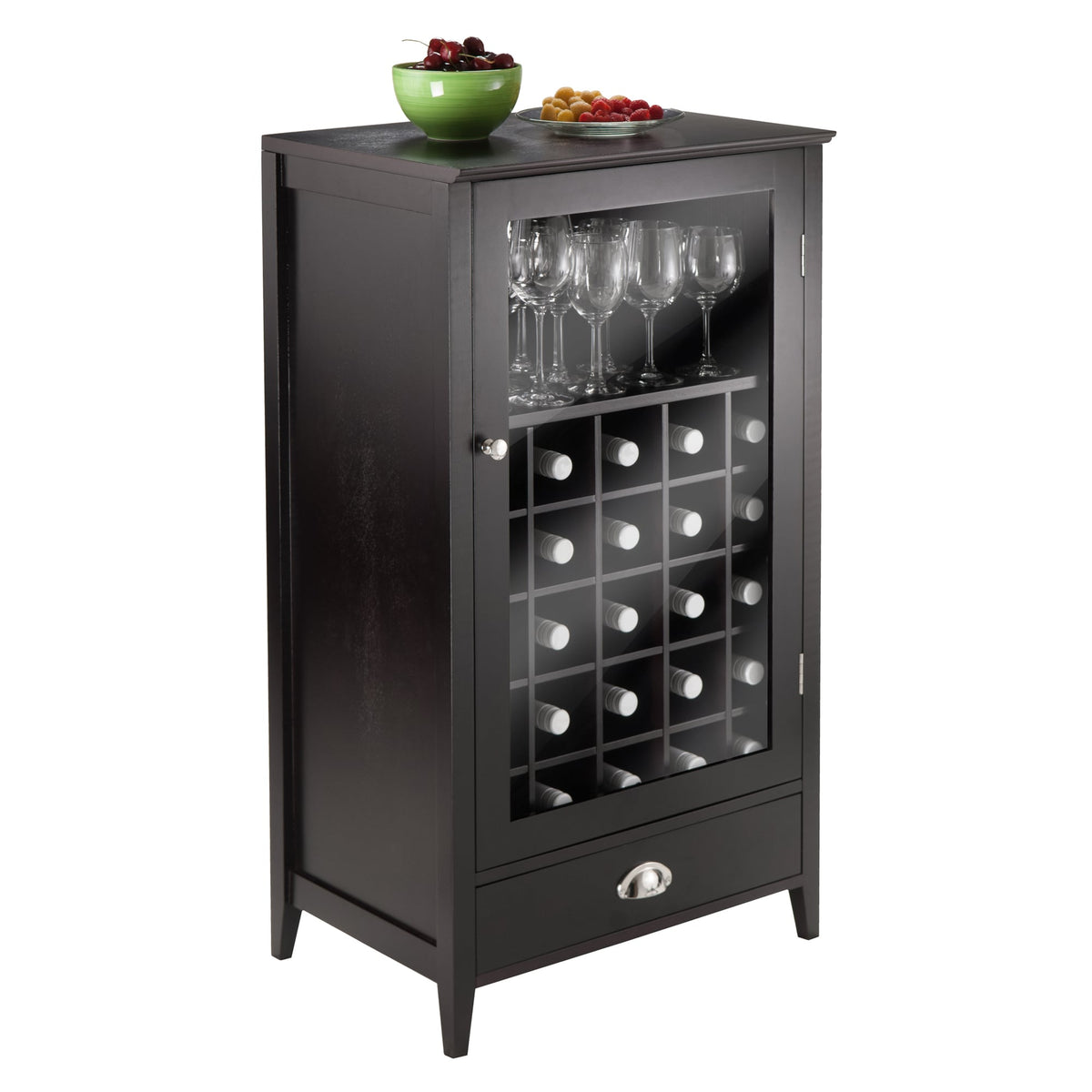 Winsome Wood 25-Bottle Espresso Wood Wine Cabinet