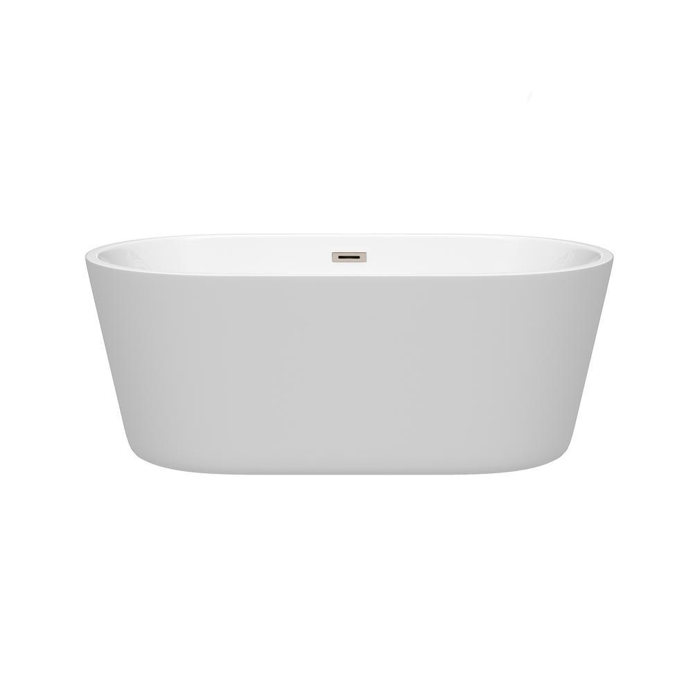 Carissa 5 ft. Acrylic Flatbottom Non-Whirlpool Bathtub in White with Brushed Nickel Trim - Super Arbor