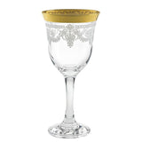 Red Wine Stencil Pattern and Gold Band (Set of 6)