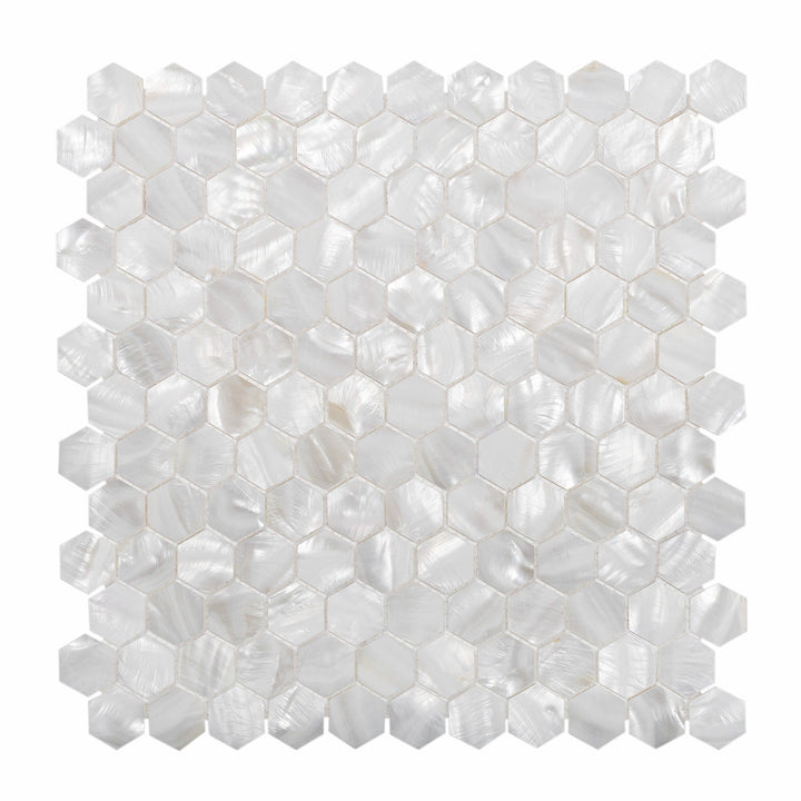 Apollo Tile White 12-in x 12-in Polished Natural Shell Hexagon Brick Look Floor and Wall Tile (18.69-sq. ft/ Carton)