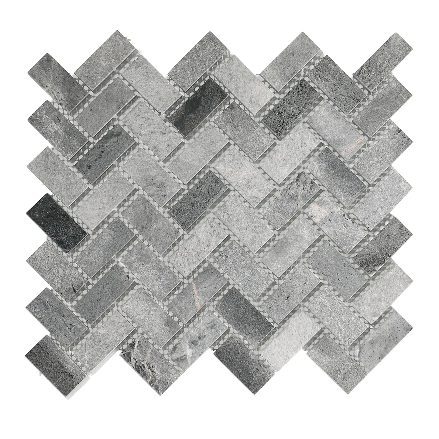 Daltile Genuine Stone Seal Gray 11-in x 12-in Honed Natural stone Marble Herringbone Mosaic Floor and Wall Tile product image