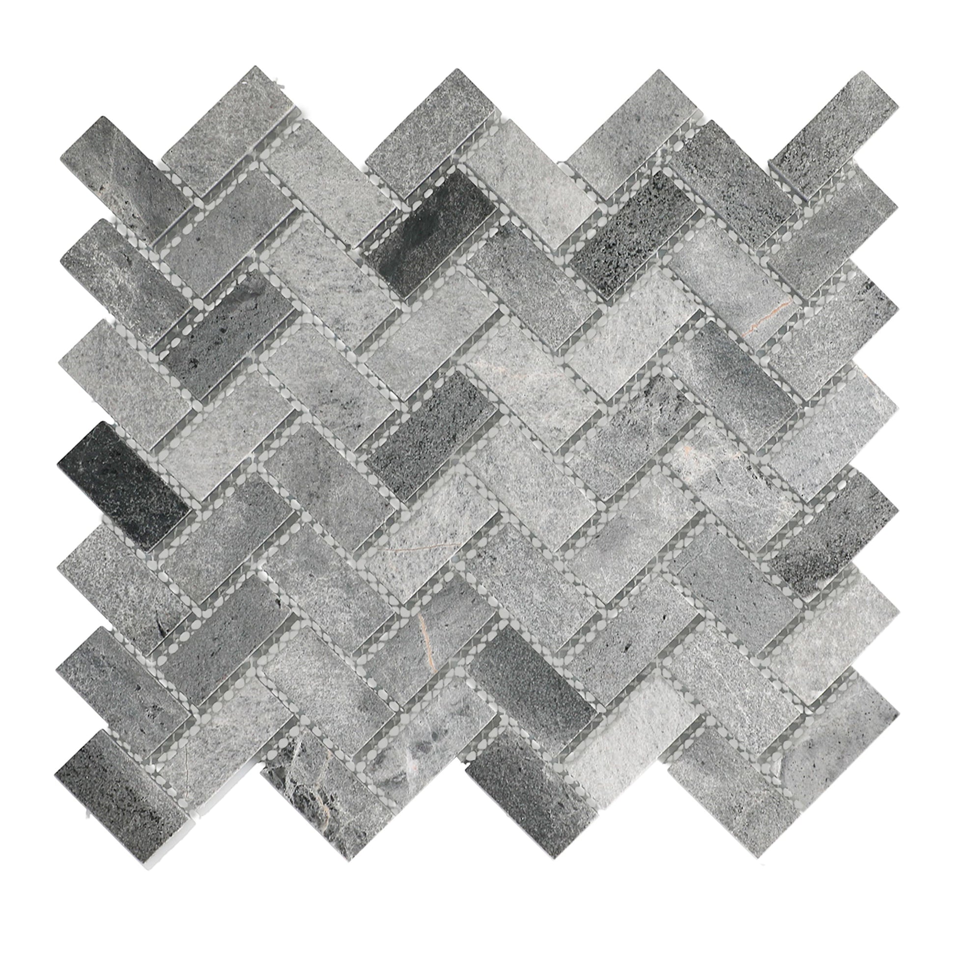 Daltile Genuine Stone Seal Gray 11-in x 12-in Honed Natural stone Marble Herringbone Mosaic Floor and Wall Tile product image