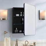 allen + roth 20-in x 26-in Surface/Recessed Mount Matte Black Mirrored Soft Close Medicine Cabinet