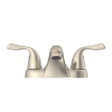 Project Source Brushed Nickel 2-Handle 4-in Centerset WaterSense Bathroom Sink Faucet with Drain